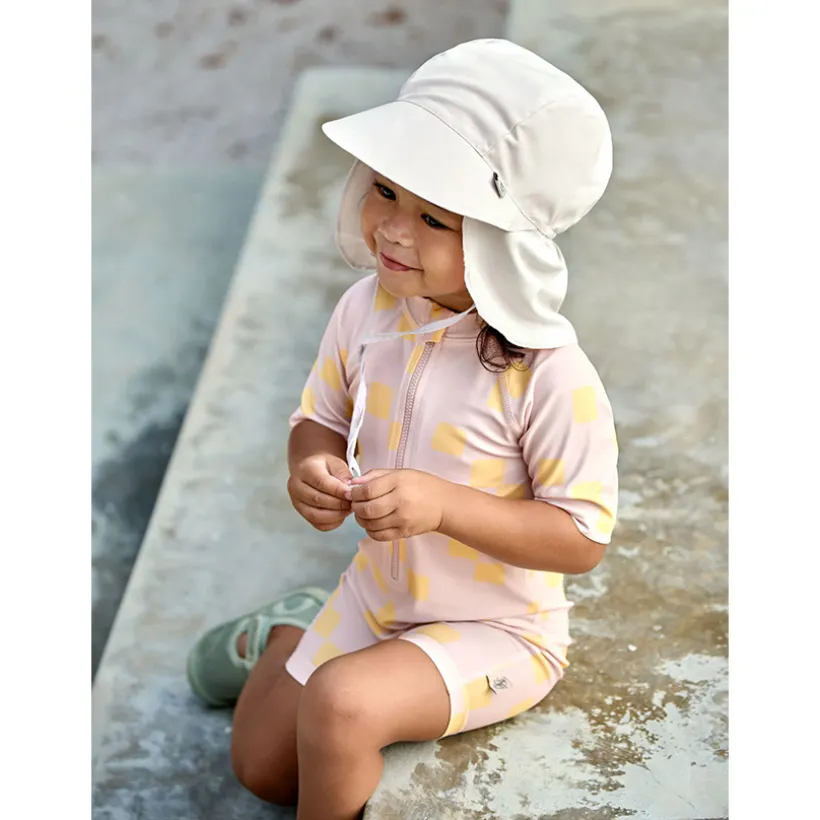 Badpak met korte mouwen M98 (25-36 maanden) Checkerboard Pale Pink/Yellow