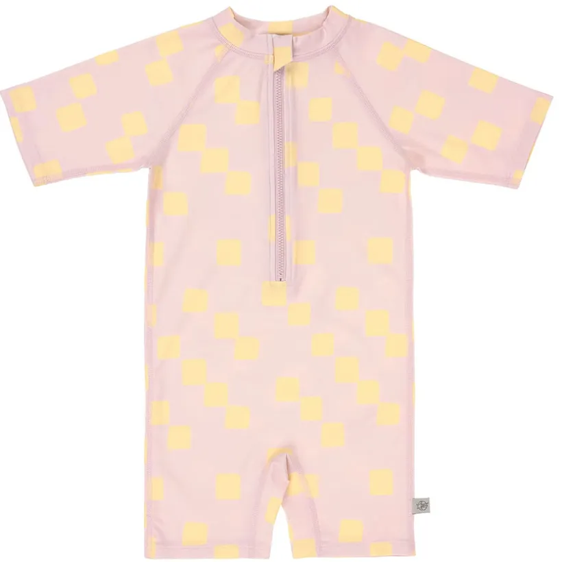 Badpak met korte mouwen M98 (25-36 maanden) Checkerboard Pale Pink/Yellow