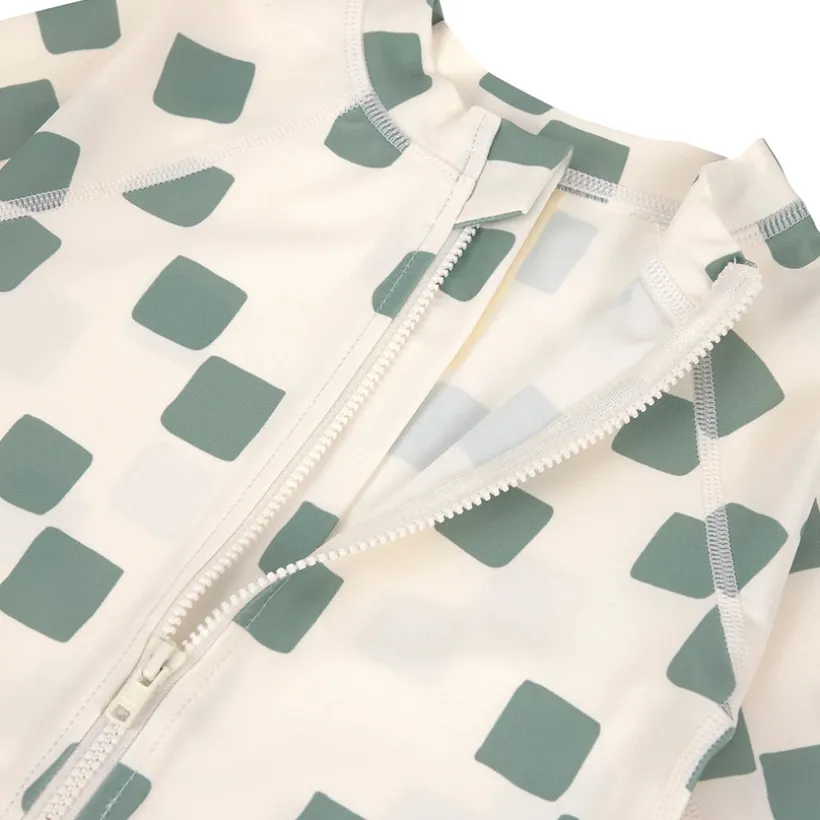 Badpak met korte mouwen M98 (25-36 maanden) Checkerboard Sea Salt/Green