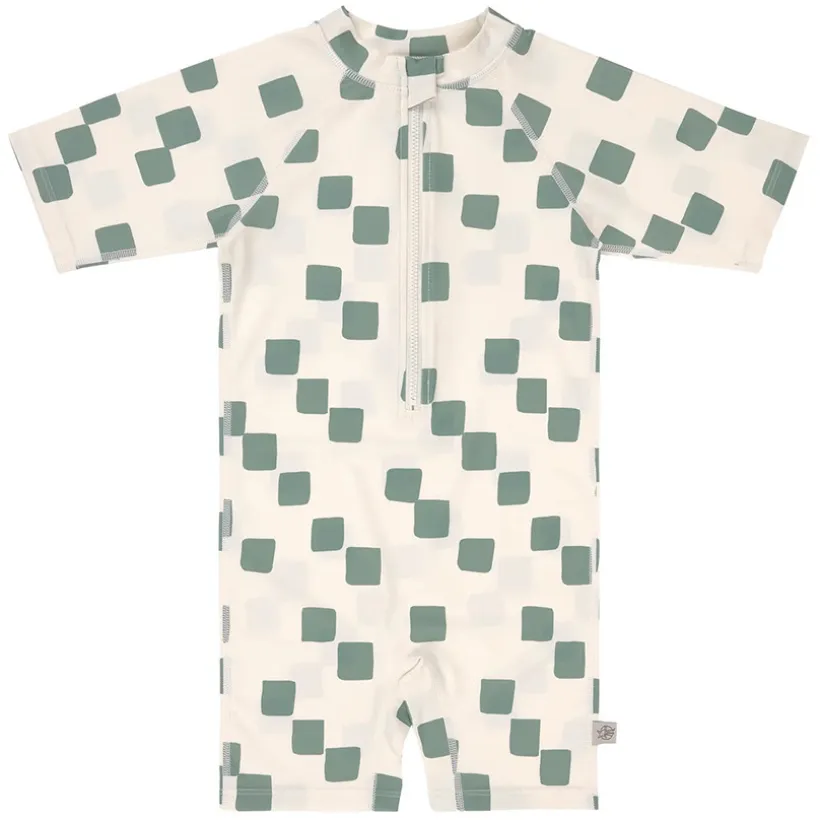Badpak met korte mouwen M98 (25-36 maanden) Checkerboard Sea Salt/Green