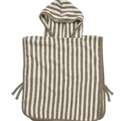 Badponcho badstof jacquard - Fat Stripe Taupe - 1/3 jaar