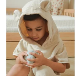 Badponcho gewafeld badstof - Warm White - 2/4 jaar