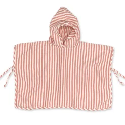 Badponcho mousseline-katoen Stripe 9/36m Carmin