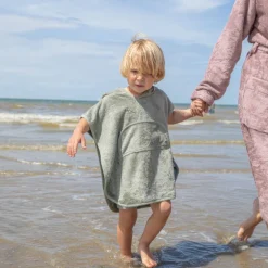 Badponcho V-Hals bamboestof Frosted Almond 2-4 jaar