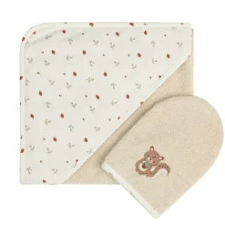 Badset met kap en washandje Roi des Forêts beige
