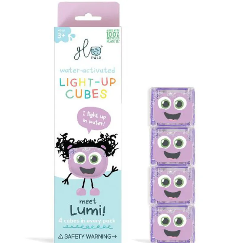 Badspeelgoed 4 lichtgevende blokjes in het water 3jaar+ Lumi Purple