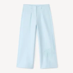 Baggy broek met plooien en geborduurde bloem meisjes