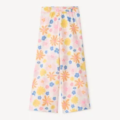 Baggy broek van geweven katoen met bloemenprint meisjes
