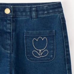 Baggy jeans met tulpenborduur voor babymeisjes