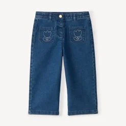 Baggy jeans met tulpenborduur voor babymeisjes