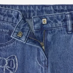 Baggy jeans voor meisjes met patches en strik