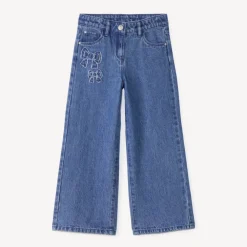 Baggy jeans voor meisjes met patches en strik