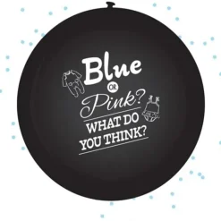 Ballon die het geslacht aankondigd met blauwe confetti 60cm