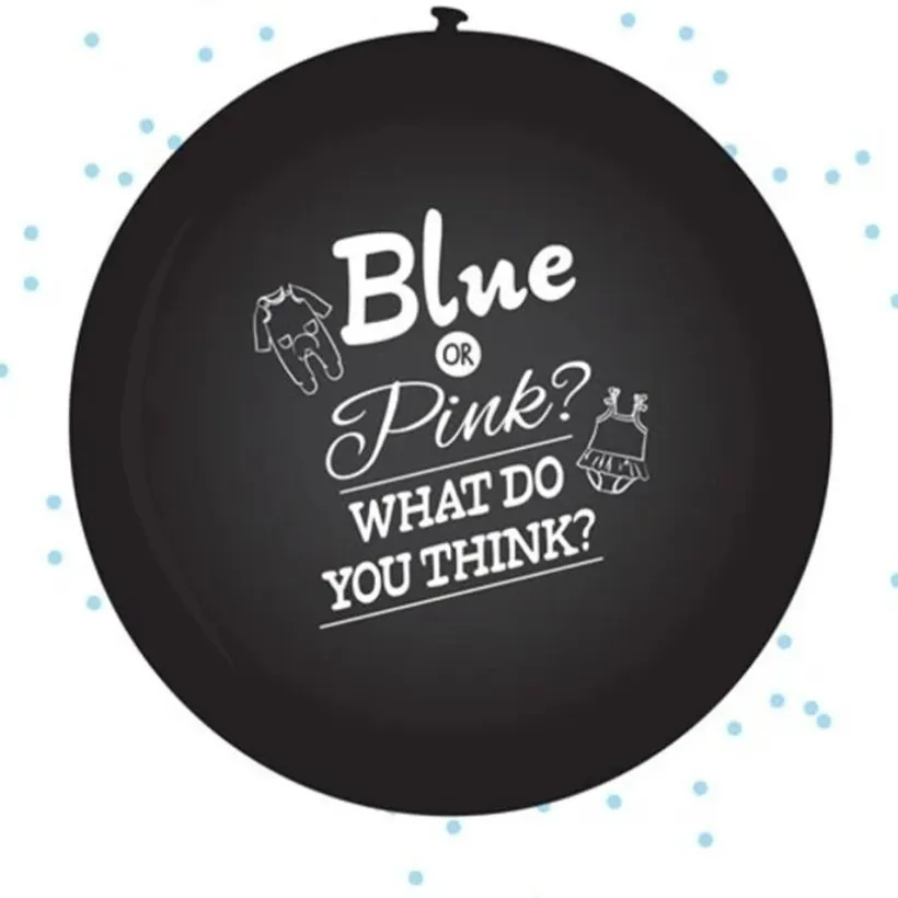 Ballon die het geslacht aankondigd met blauwe confetti 60cm