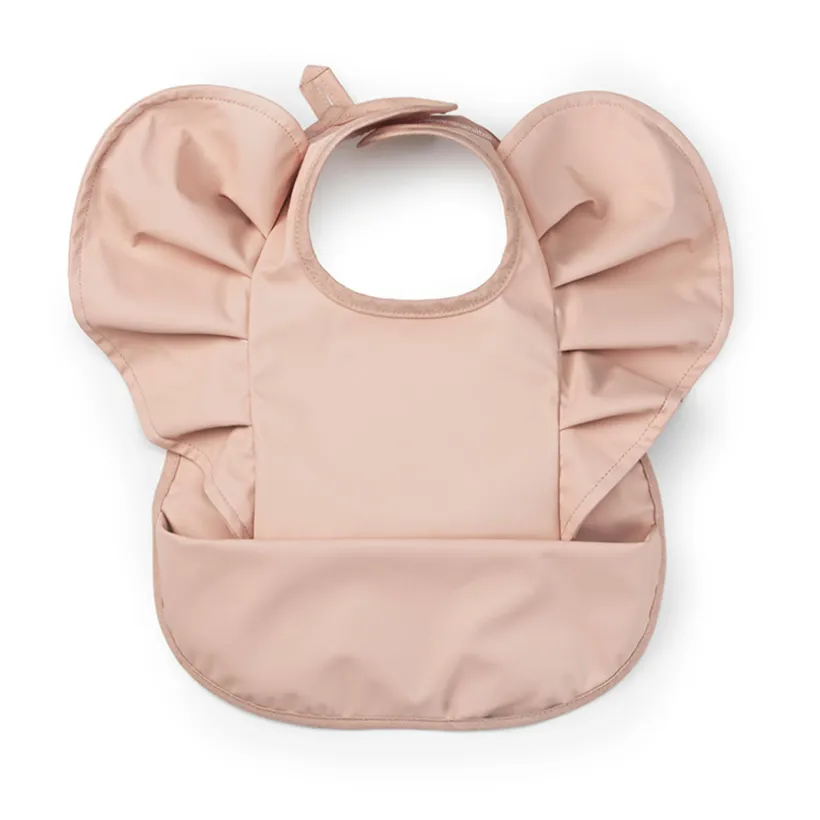 Bavoir à poche Épaulettes volantées powder pink