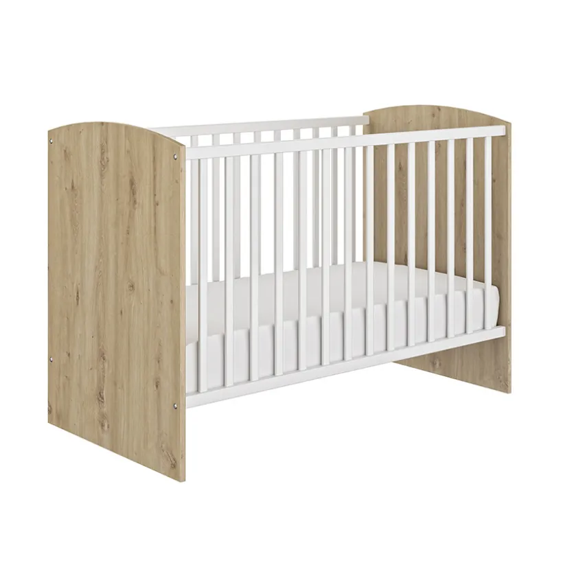 Bed Arthur 60x120 cm - Wit/Eiken