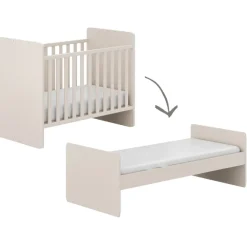 Bed Hazel 60x120cm omvormbaar 90x200cm Kasjmier beige / Eik montana