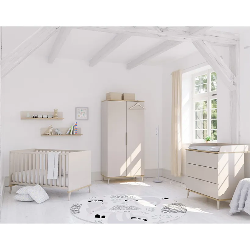 Bed Hazel 70x140 omvormbaar junior bed 70x140cm Kasjmier beige / Eik montana