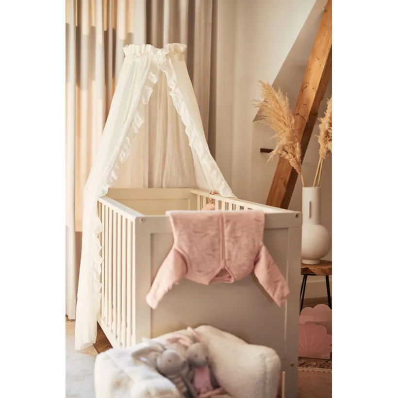 Bedhemel Vintage met ruffles 155cm Ivory