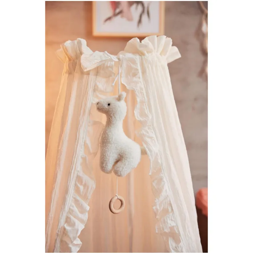 Bedhemel Vintage met ruffles 155cm Ivory