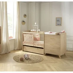 Bedlade Arty met wielen voor combibed 60x120 cm - Eiken Suave