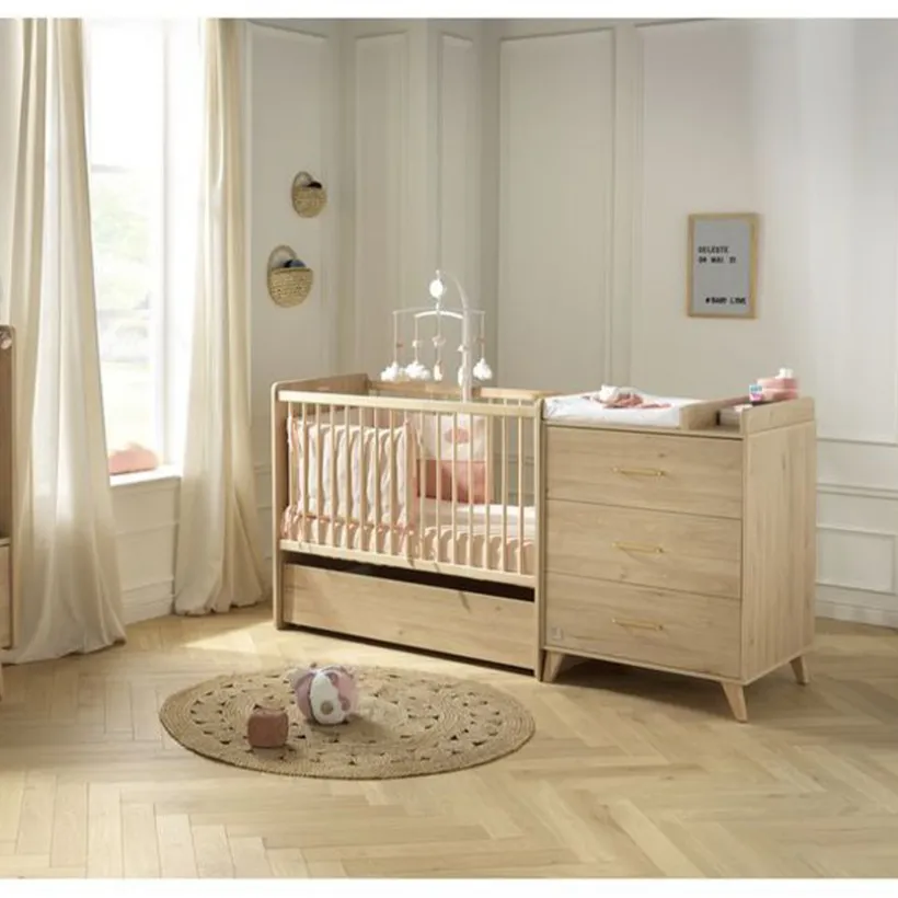 Bedlade Arty met wielen voor combibed 60x120 cm - Eiken Suave