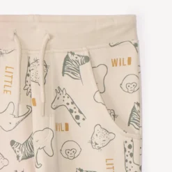 Beige joggingbroek met savanneprint voor babyjongens