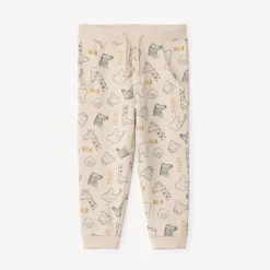 Beige joggingbroek met savanneprint voor babyjongens