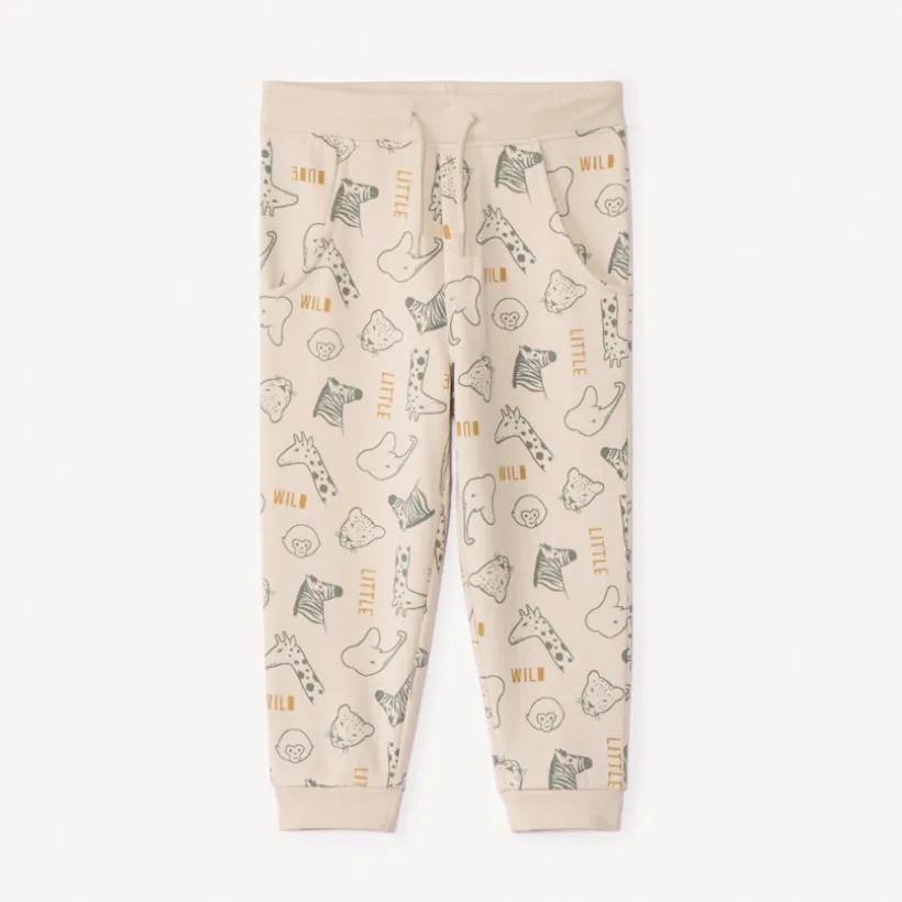 Beige joggingbroek met savanneprint voor babyjongens