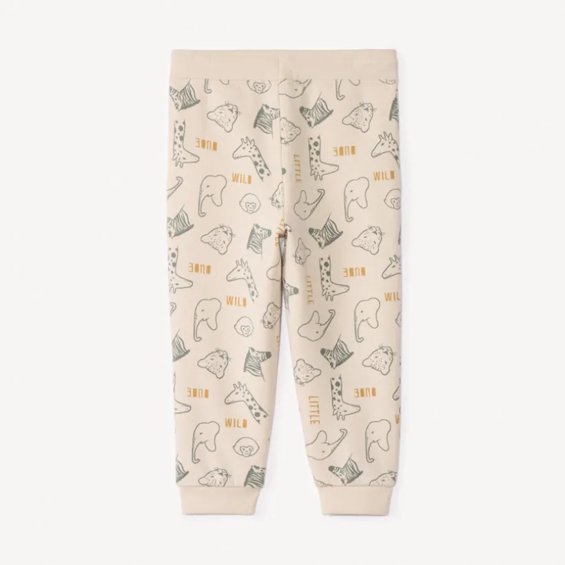 Beige joggingbroek met savanneprint voor babyjongens