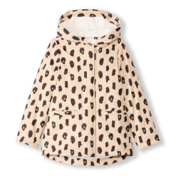 Beige waterafstotende parkajas met luipaardprint meisjes