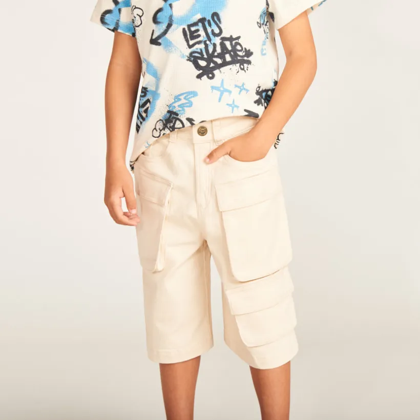 Bermuda cargo in twill jongens