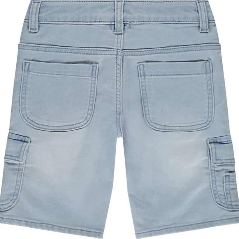 Bermuda cargo jeanslook met reliëf palmboom voor jongens
