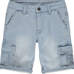 Bermuda cargo jeanslook met reliëf palmboom voor jongens