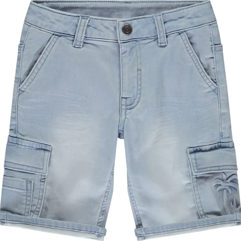 Bermuda cargo jeanslook met reliëf palmboom voor jongens