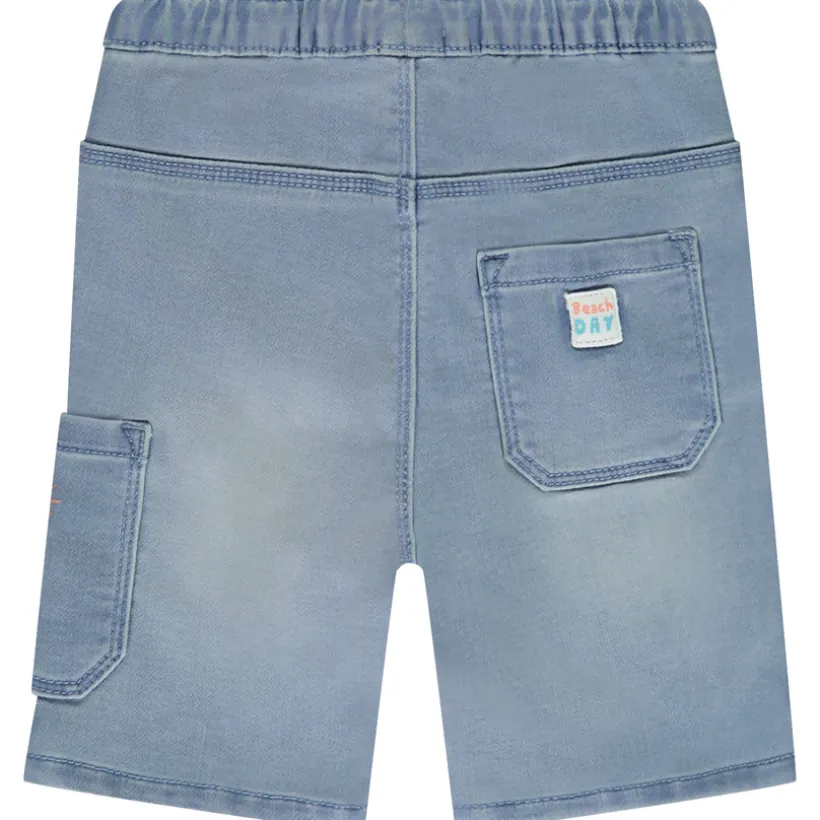 Bermuda in denimlook met zakken en gegraveerde surfboardprint voor babyjongens