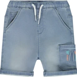 Bermuda in denimlook met zakken en gegraveerde surfboardprint voor babyjongens