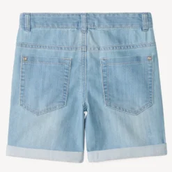 Bermuda in effen denim voor jongen