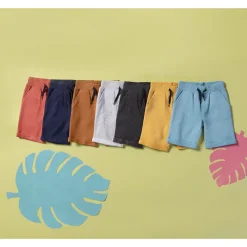 Bermuda in effen molleton met elastische taille jongens