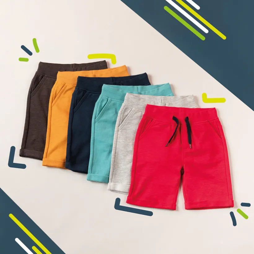 Bermuda in effen molleton met elastische taille jongens