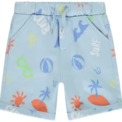 Bermuda in fleece met allover strandprint voor babyjongens