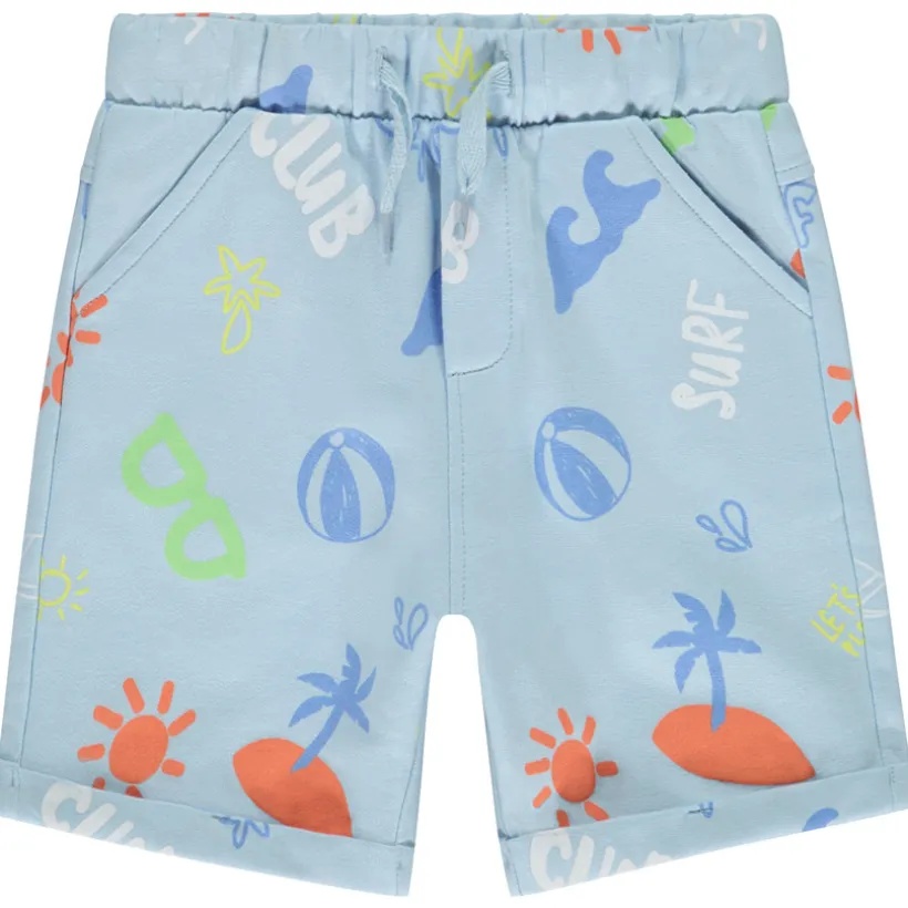Bermuda in fleece met allover strandprint voor babyjongens