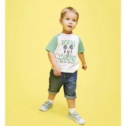 Bermuda in jeans met used effect voor baby jongen