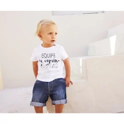 Bermuda in jeans met used effect voor baby jongen