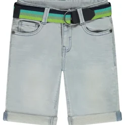 Bermuda jeanslook met afneembare riem jongens