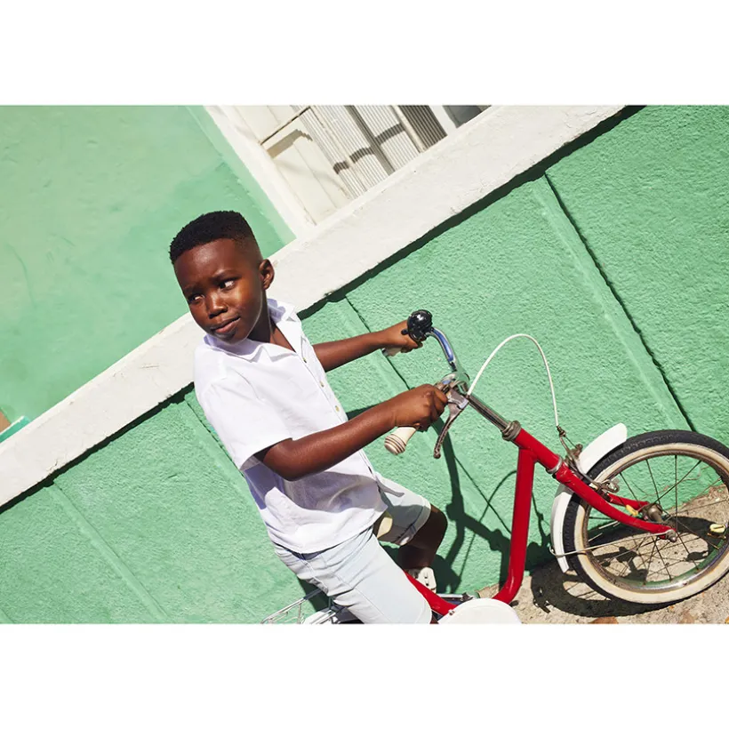 Bermuda jeanslook met afneembare riem jongens
