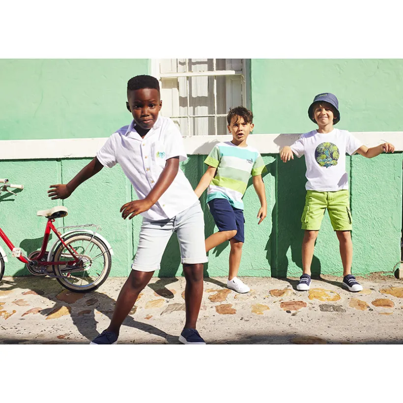 Bermuda jeanslook met afneembare riem jongens