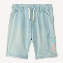 Bermuda met denimlook en print jongens