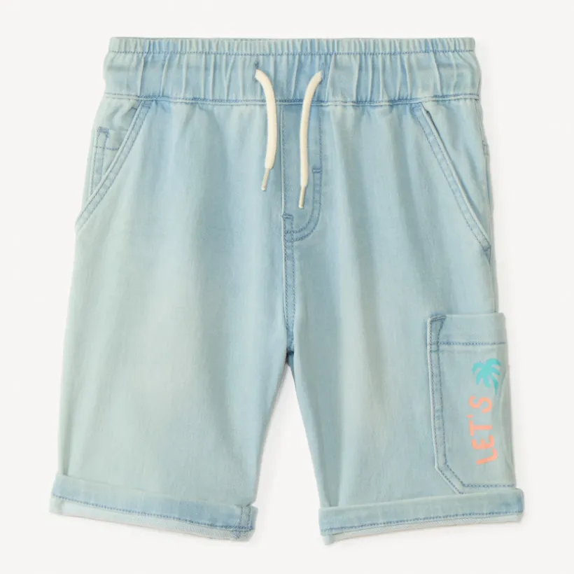Bermuda met denimlook en print jongens