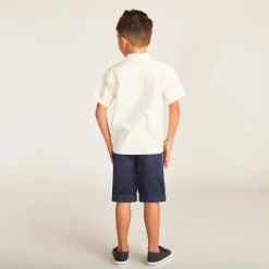 Bermuda met tailleband in twill voor jongen